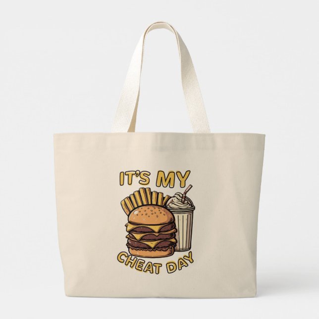 It's my cheat day large tote bag (Back)