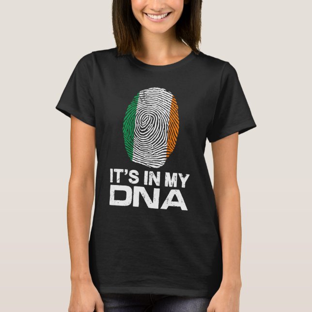 IT'S MY DNA IN Flag National Pride Fingerprint Ire T-Shirt (Front)