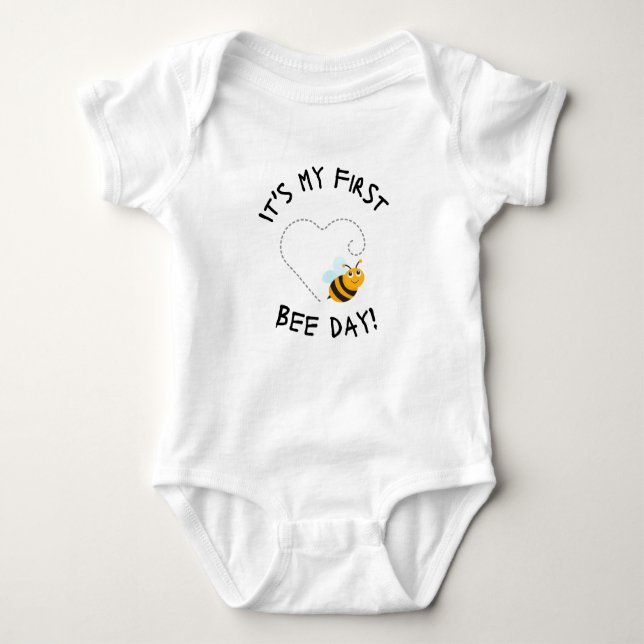 It's My First Bee Day Onsie Baby Bodysuit (Front)