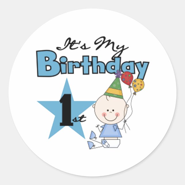Its My First Birthday Classic Round Sticker (Front)