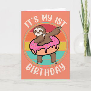 It's My First Birthday Doughnut Sloth Card