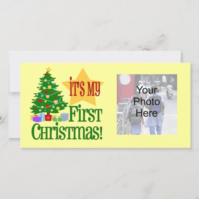 It's My First Christmas, Holiday Baby Photo Cards (Front)