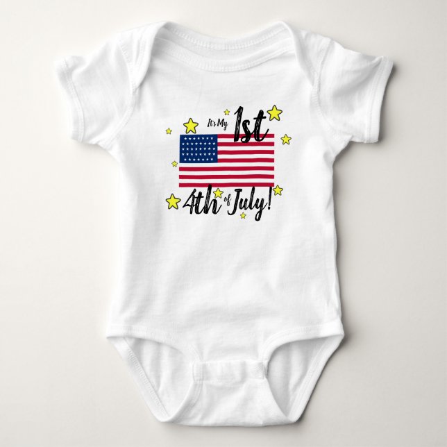 It's My First Fourth of July Baby One Piece Outfit Bodysuit (Front)