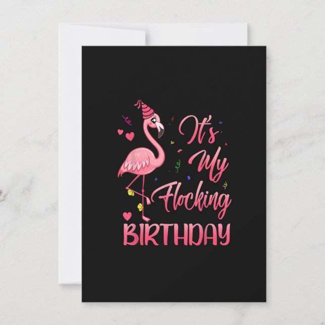 Its My Flocking Birthday Funny Pink Flamingo Invitation (Front)