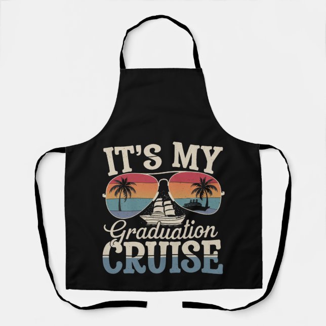 It's My Graduation Cruise Graduate Trip Ship Retro Apron (Front)