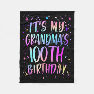 Its My Grandmas 100th Birthday Colorful Happy 100 Fleece Blanket