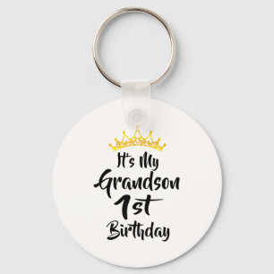 Its My Grandsons 1st Birthday Crown Happy 1 Year O Key Ring