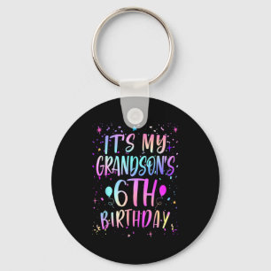 Its My Grandsons 6th Birthday Colorful Happy 6 Yea Key Ring