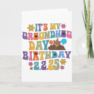 Its My Groundhog Day Birthday Party Hat Funny Retr Card