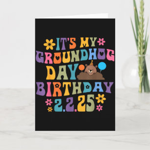 Its My Groundhog Day Birthday Party Hat Funny Retr Card