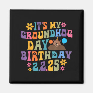 Its My Groundhog Day Birthday Party Hat Funny Retr Magnet