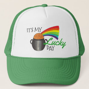 It's My Lucky Day St. Patrick's Day Rainbow Gold Trucker Hat