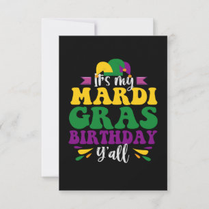 It's My Mardi Gras Birthday Y'all Funny Carnival Thank You Card
