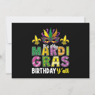 It's My Mardi Gras Birthday Y'all Party Carnival Invitation