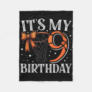 It's My Nine 9 Birthday Sketll Girl Bday Party Dau Fleece Blanket