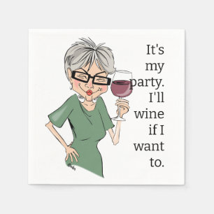 It's My Party Cartoon Lady Napkin