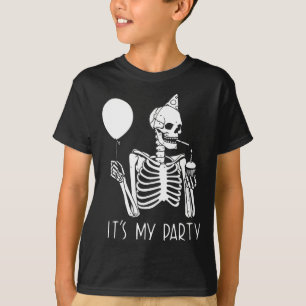 Its My Party Lazy Halloween Costume Skeleton Skull T-Shirt