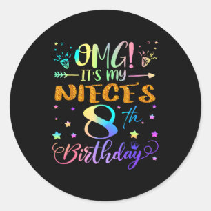 Its My Sisters 8th Birthday Happy Birthday 8 Years Classic Round Sticker