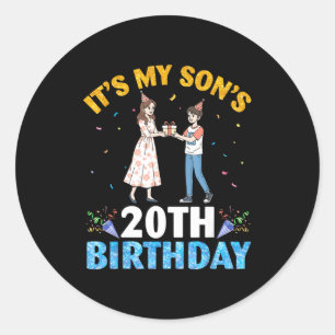 It's My Son's 20th Birthday Happy 20 Years Old Boy Classic Round Sticker