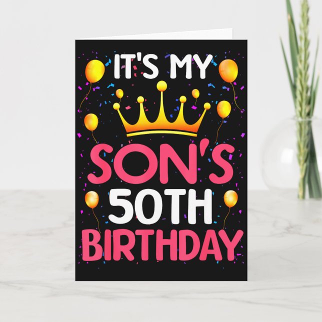 Its My Sons 50th Birthday Happy Birthday 50 Years  Card (Front)