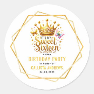 its my sweet sixteen 16 th birthday classic round sticker