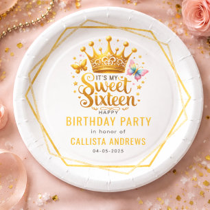 its my sweet sixteen 16 th birthday paper plate