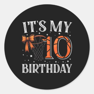 It's My Ten 10 Birthday Sketll Girl Bday Party Dau Classic Round Sticker