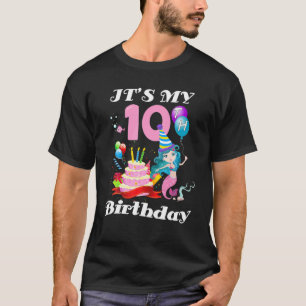 It's My Third Birthday 10 Year Old Mermaid Girls P T-Shirt