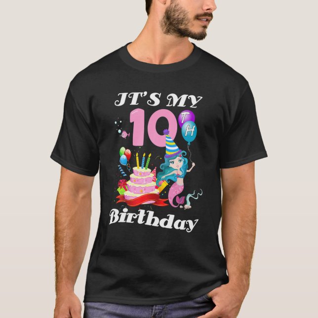 It's My Third Birthday 10 Year Old Mermaid Girls P T-Shirt (Front)