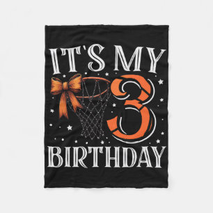 It's My Three 3 Birthday Sketll Girl Bday Party Da Fleece Blanket