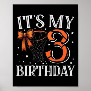 It's My Three 3 Birthday Sketll Girl Bday Party Da Poster