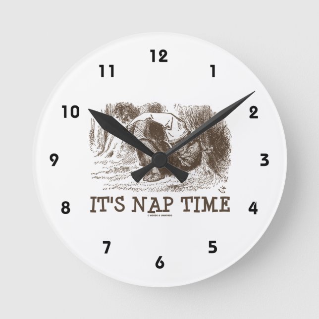 It's Nap Time (Wonderland Red King Snoring) Round Clock (Front)