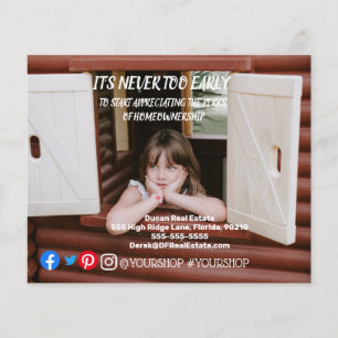 It's never to early real estate marketing postcard flyer