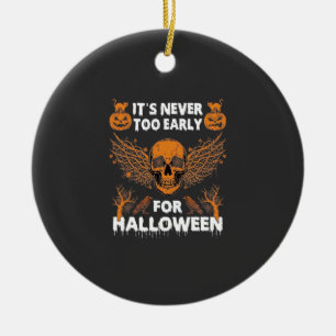 Its Never Too Early Halloween Skull Vine Wings_1 Ceramic Ornament