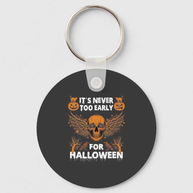 Its Never Too Early Halloween Skull Vine Wings_1 Key Ring (Front)