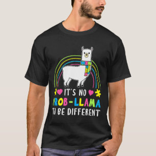 Its No Prob Llama To Be Different Autism Month Rib T-Shirt