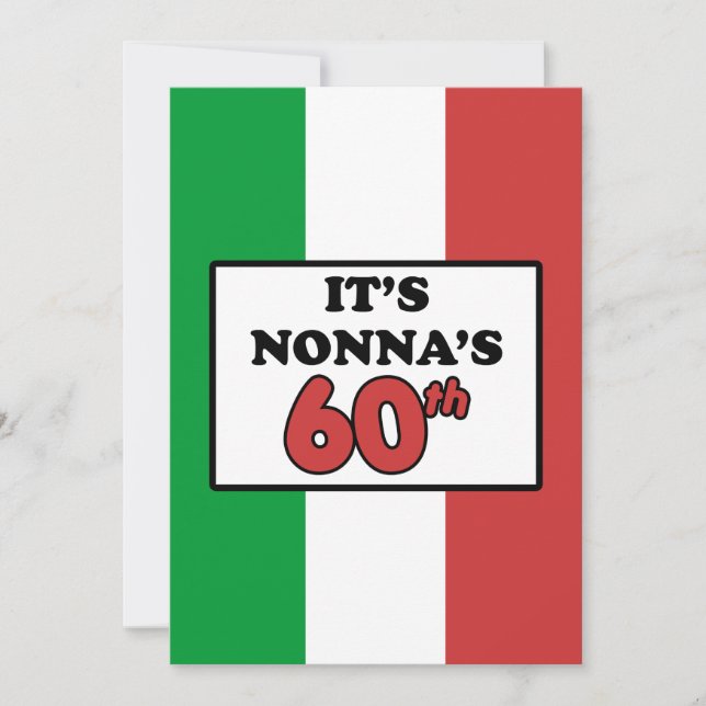 It's Nonna's 60th Birthday Italian Flag Invite (Front)