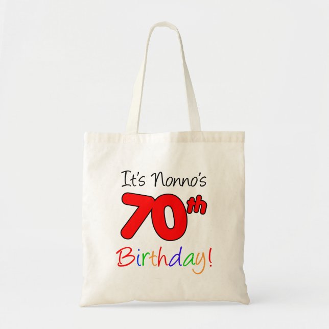 It's Nonno's 70th Birthday Fun and Colourful Tote Bag (Front)