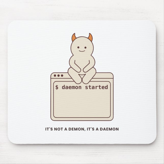 It's Not a Demon It's a Daemon Funny Linux White Mouse Pad (Front)