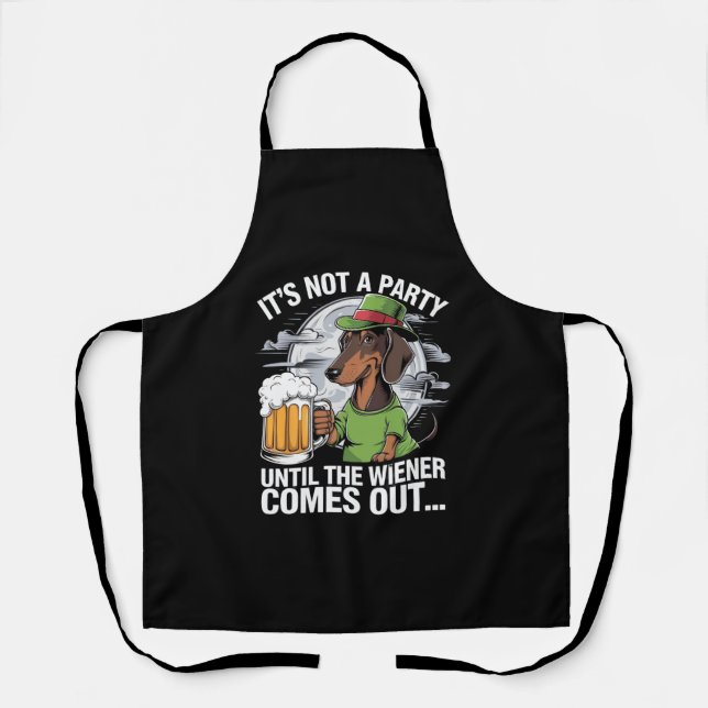 It's Not A Party Until Dachshund Irish Beer Wiener Apron (Front)