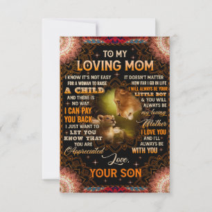 It's Not Easy For A Woman Raise A Child Son To Mum Thank You Card