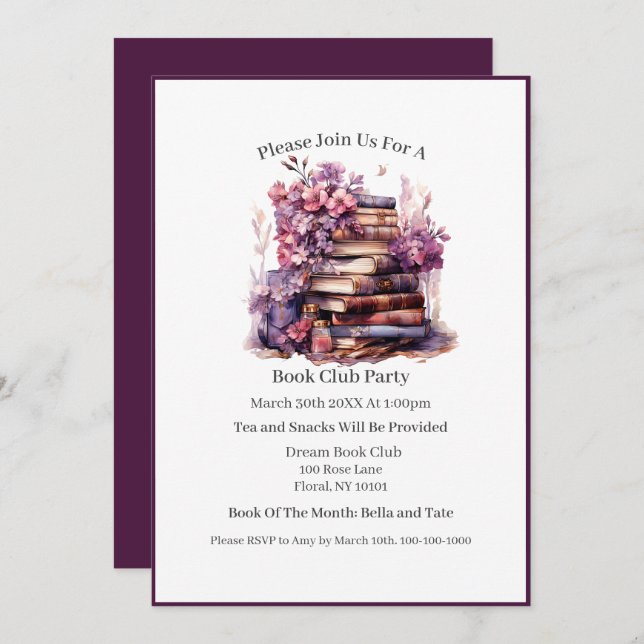 It's Not Hoarding If Its Books, Book Club Invitation (Front/Back)