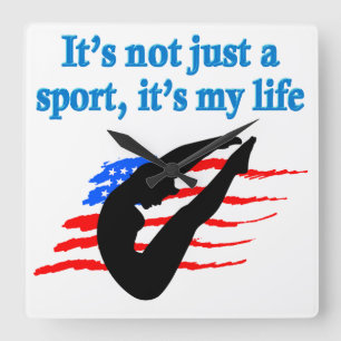 ITS NOT JUST A SPORT GIRLS DIVER DESIGN SQUARE WALL CLOCK