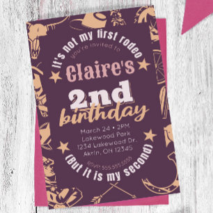 "It's Not My First Rodeo" Cowgirl 2nd Birthday  Invitation