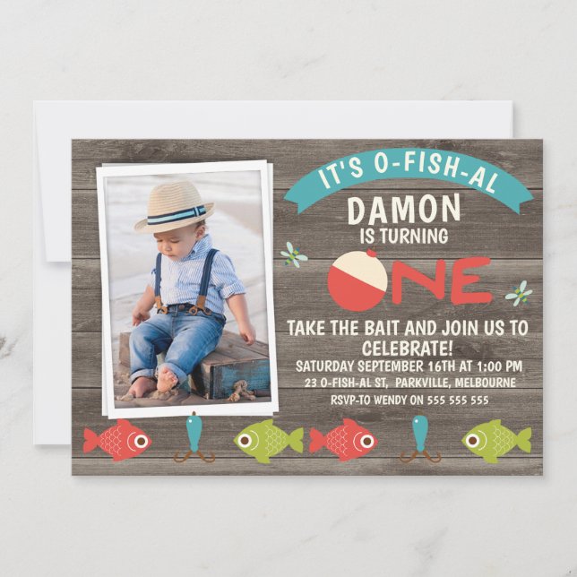 Its O-fish-al Or Fishing First Birthday Invitation (Front)
