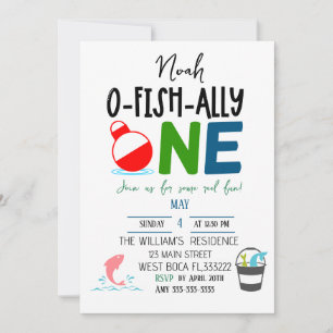 It's O-Fish-Ally One , 1st Birthday  Invitation