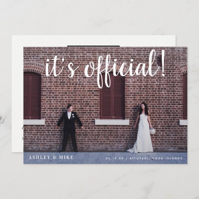 It's Official 2 Photo Wedding Announcement (Front/Back)