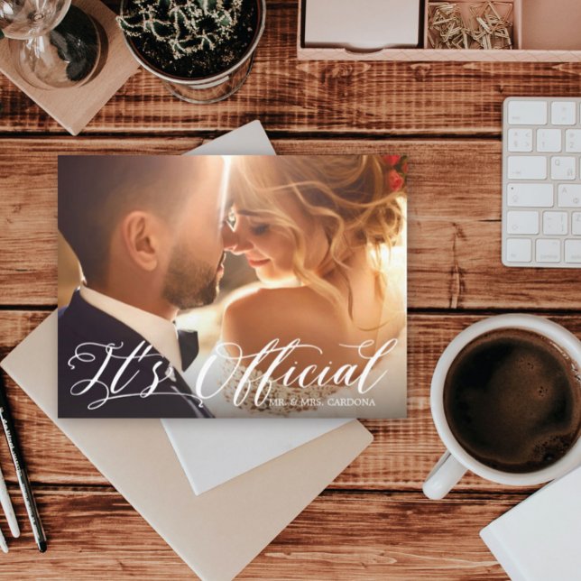 It's Official Elopement Photo Announcement Postcard (Creator Uploaded)