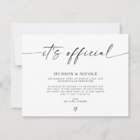 It's Official Elopement Wedding Announcement