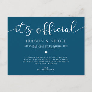 It's Official Elopement Wedding Announcement Postcard